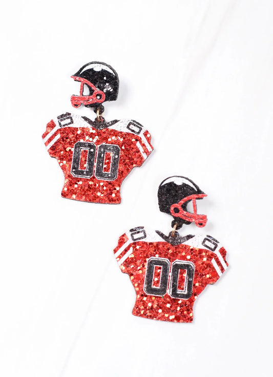 Caroline Hill Gear Up Red and Black Jersey Earrings