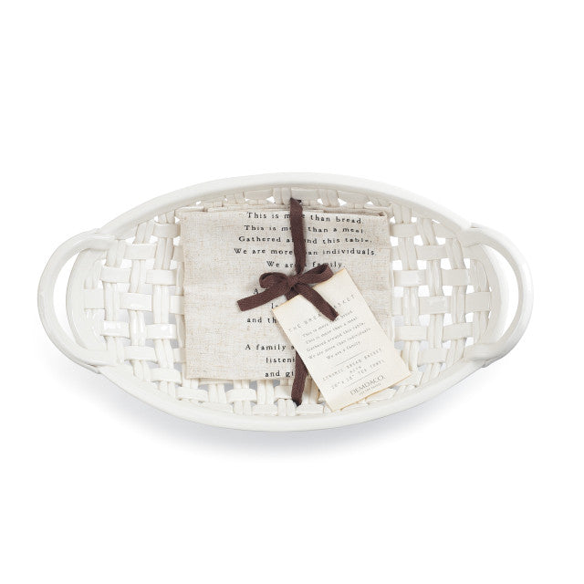 Demdaco Ceramic Bread Basket With Towel