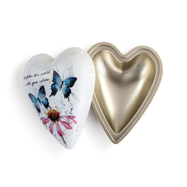 Demdaco Butterflies and Coneflower Art Heart Keeper