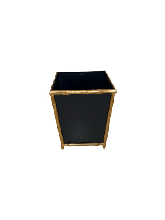 Jaye's Studio Navy and Gold Bamboo Waste Bin