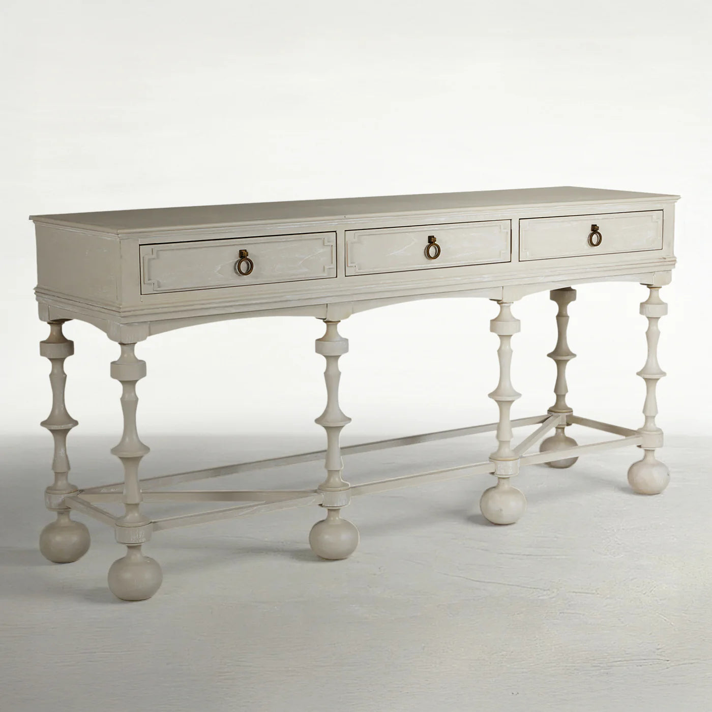 Gabby Arrington Mindi Veneer Rectangle Console Table - White Ivory, 76 in. W x 37.25 in. H