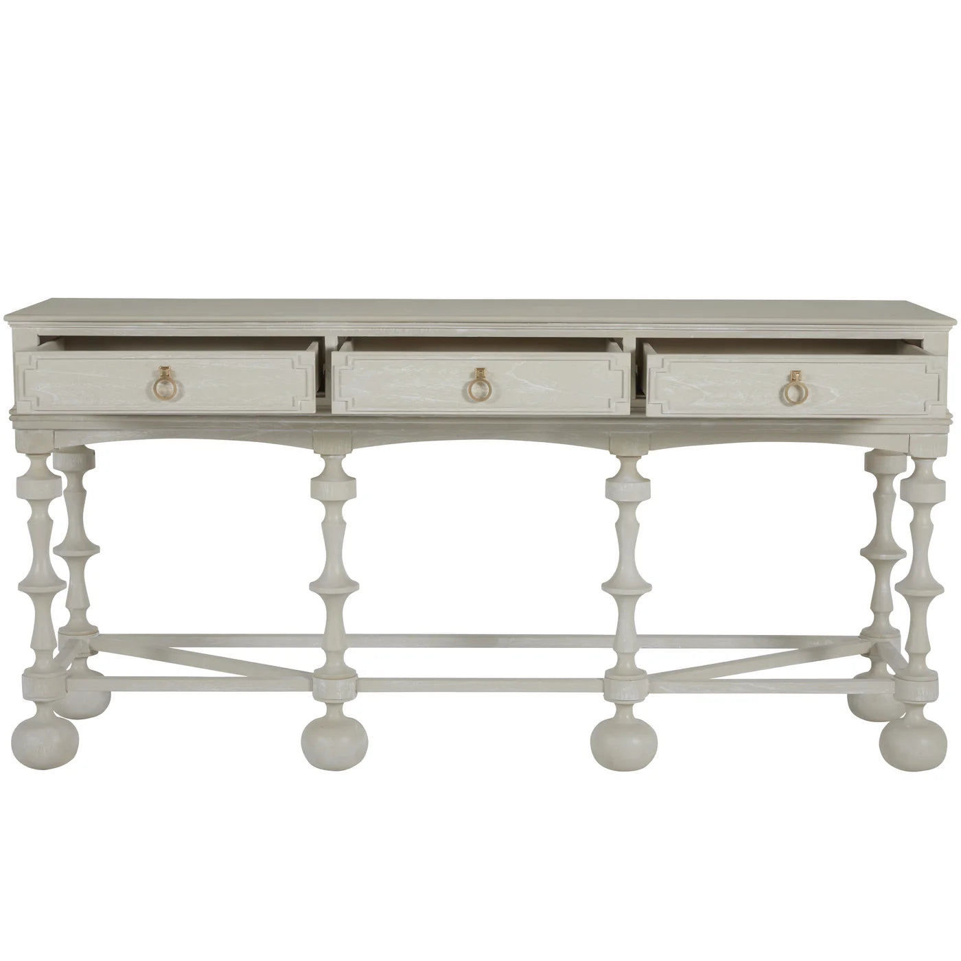 Gabby Arrington Mindi Veneer Rectangle Console Table - White Ivory, 76 in. W x 37.25 in. H