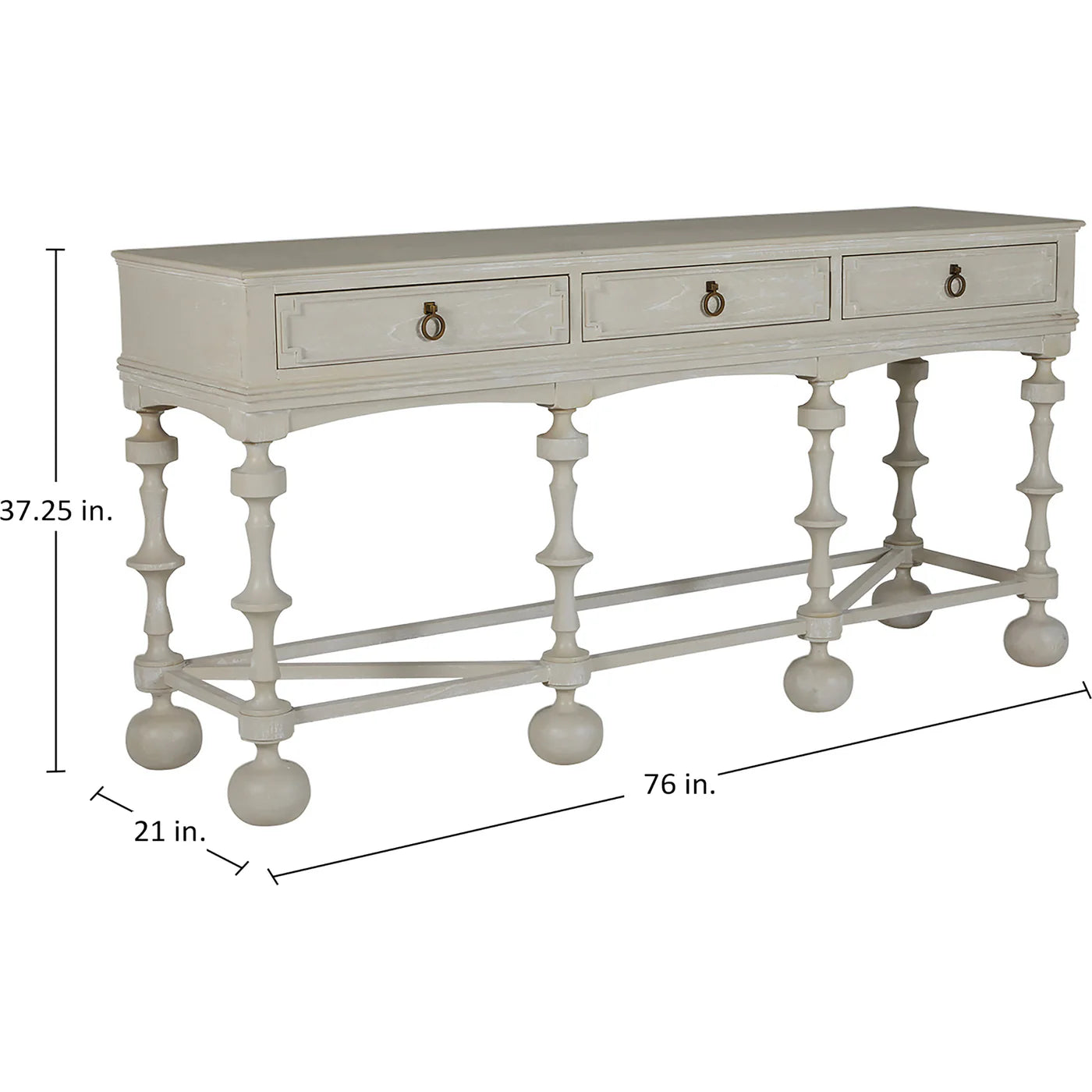 Gabby Arrington Mindi Veneer Rectangle Console Table - White Ivory, 76 in. W x 37.25 in. H