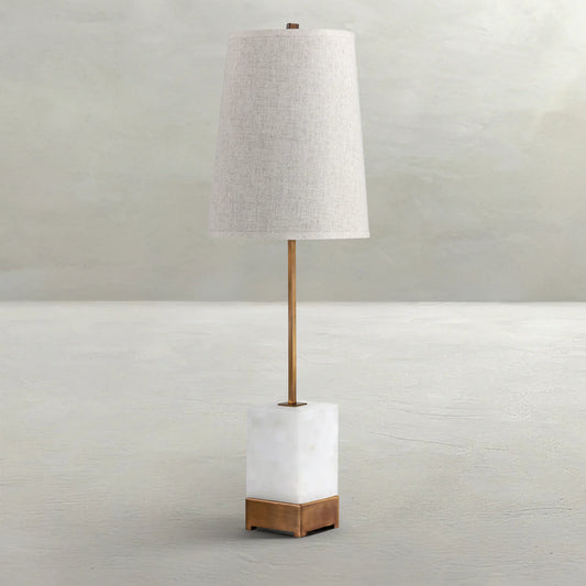 Gabby Geneva Tiled Alabaster Antique Brass Table Lamp - 37.25 in. H
