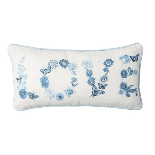 Juliska Field of Flowers Chambray 11 inch X 22 inch Love Pillow