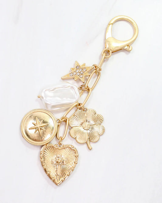 Caroline Hill Heart and Cross Bag Chain