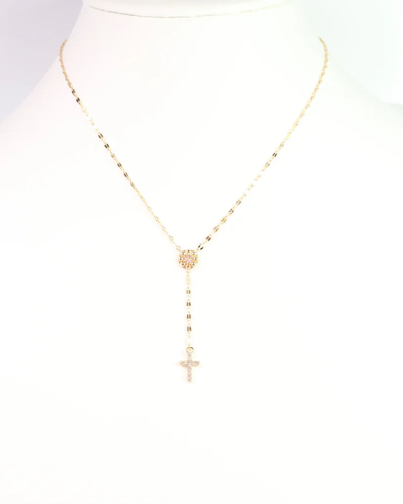 Caroline Hill Violet Cross Y Necklace