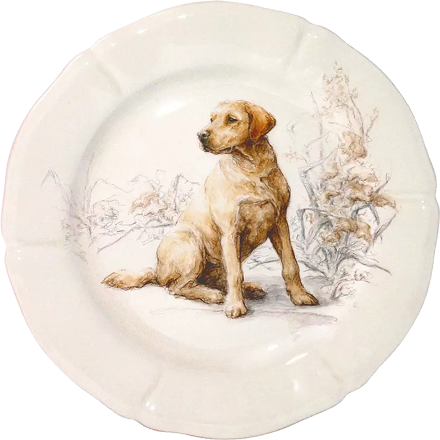 Gien Sologne Dog Dessert Plates