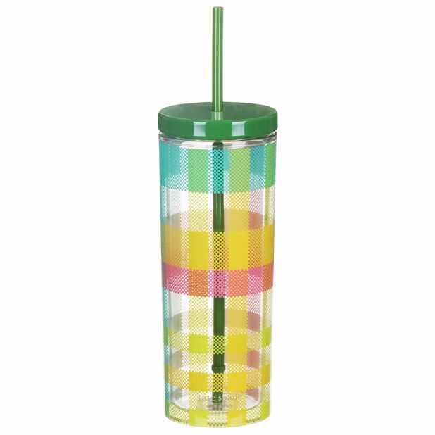 Kate Spade Garden Plaid Acrylic Tumbler