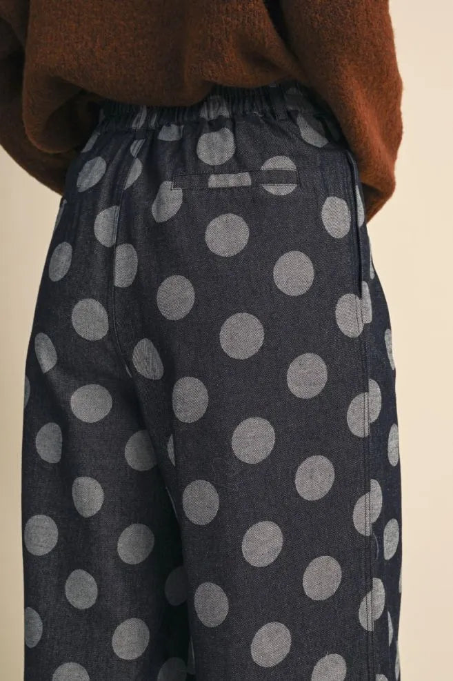 Dot Darling Wide Leg Denim Jeans