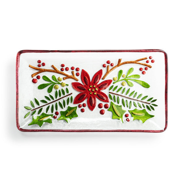 Demadaco Poinsettia Rectangle Platter