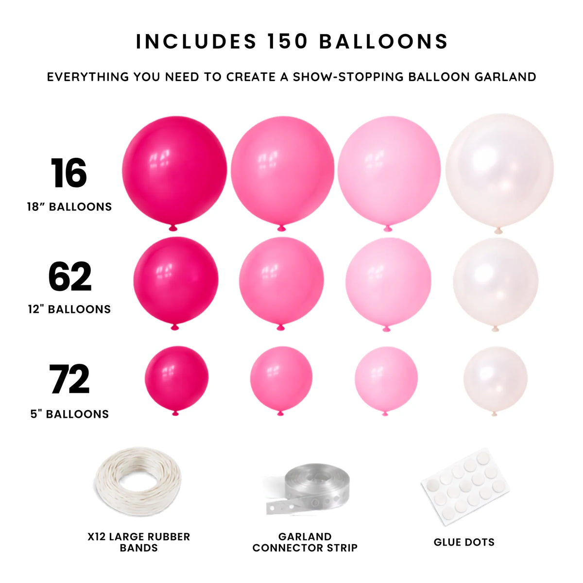 Packed Party Pink Balloon Garland Kit (150 ct)