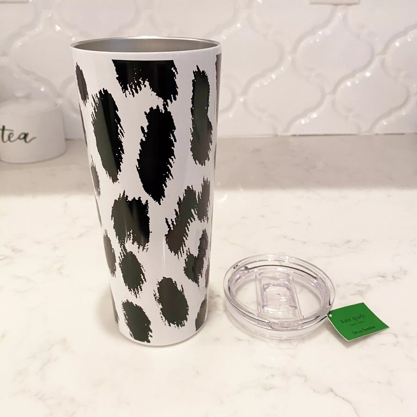 Kate Spade Black and White Leopard 24oz Tumbler