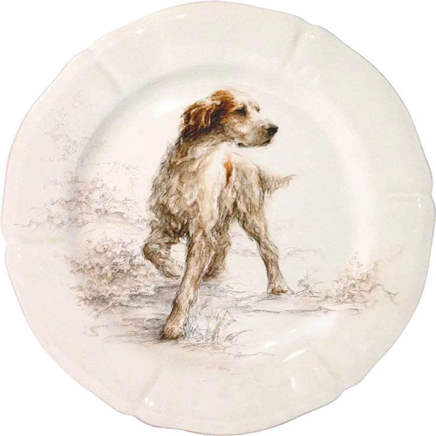 Gien Sologne Dog Dessert Plates