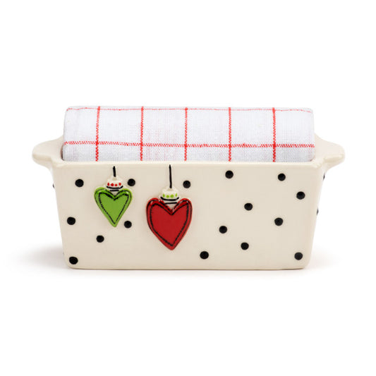 Demdaco Mini Loaf Pan with Towel Set - Hearts