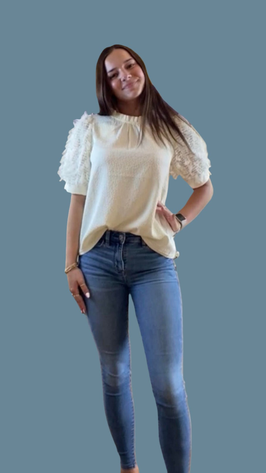 Sand Dollar Puff Sleeve Top