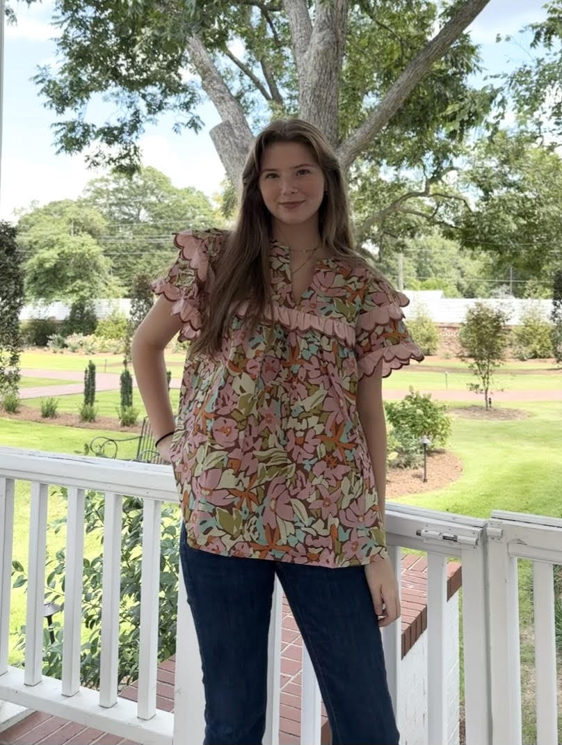 Blushing Garden Ruffle Blouse