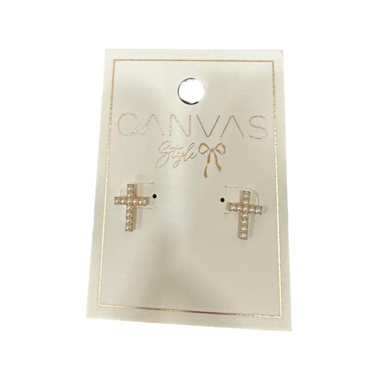 Canvas Meryl Pearl Studded Cross Stud Earrings