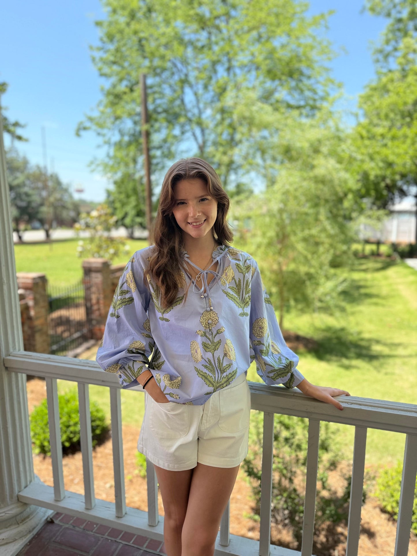 Floral Breeze Peasant Top