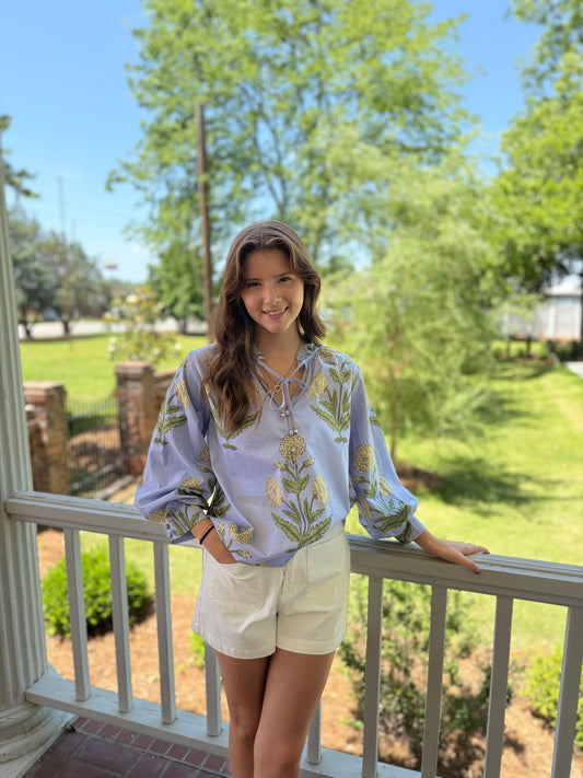 Floral Breeze Peasant Top