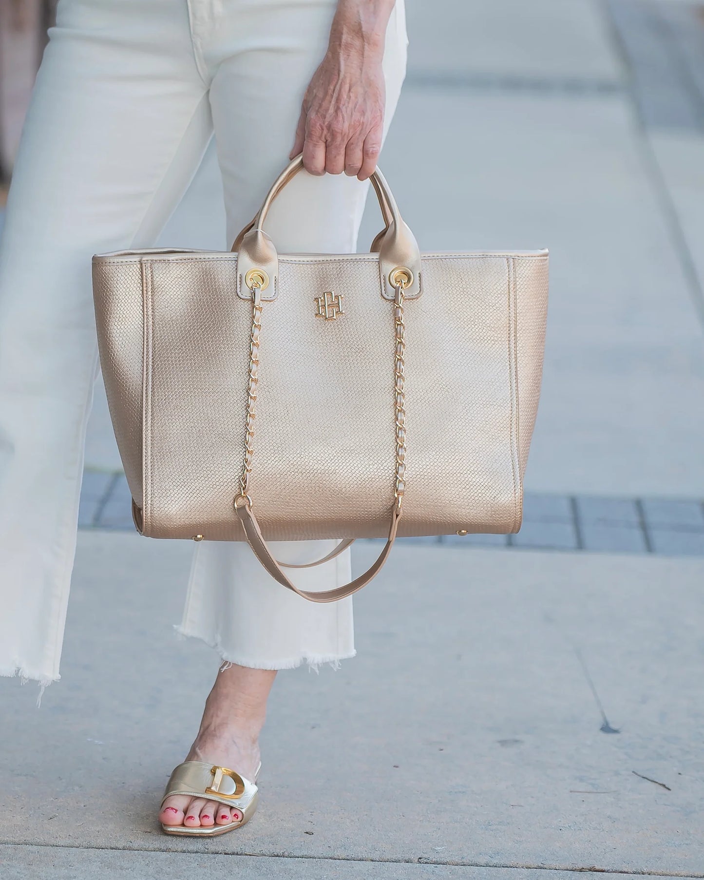 Caroline Hill Missy Tote Woven Gold