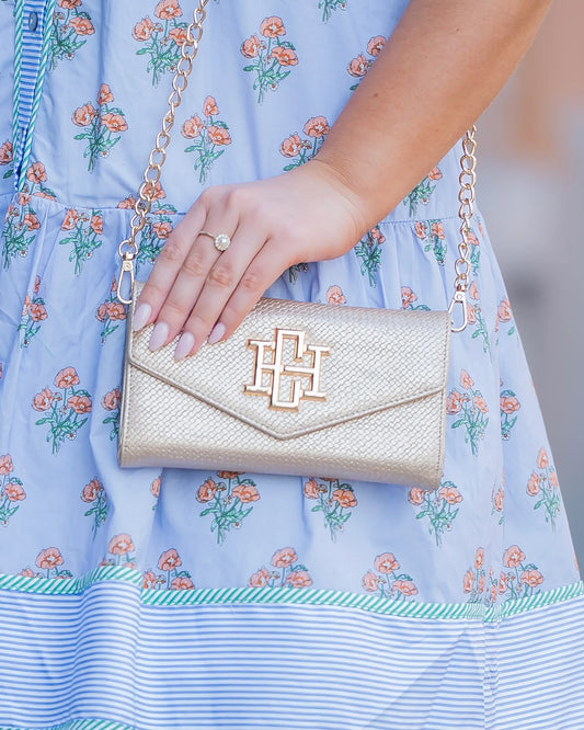 Caroline Hill Carlington Clutch/Crossbody Woven Gold