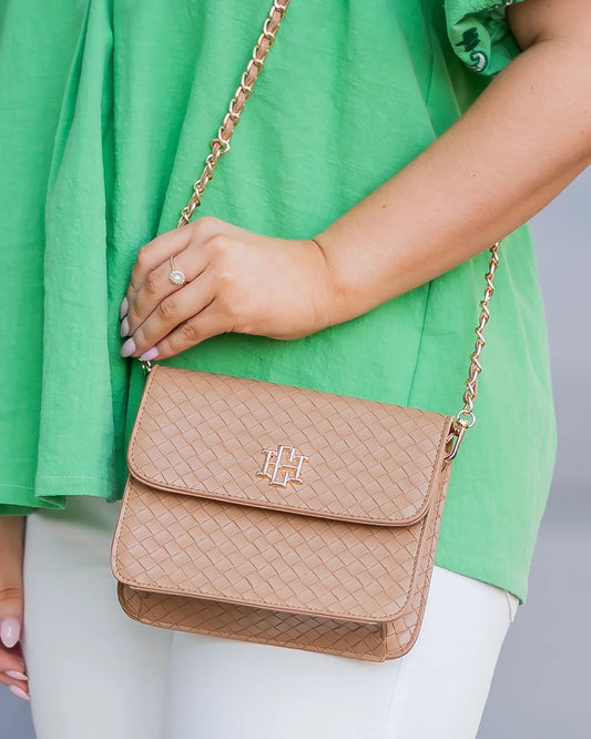 Caroline Hill Evelyn Crossbody Woven Tan