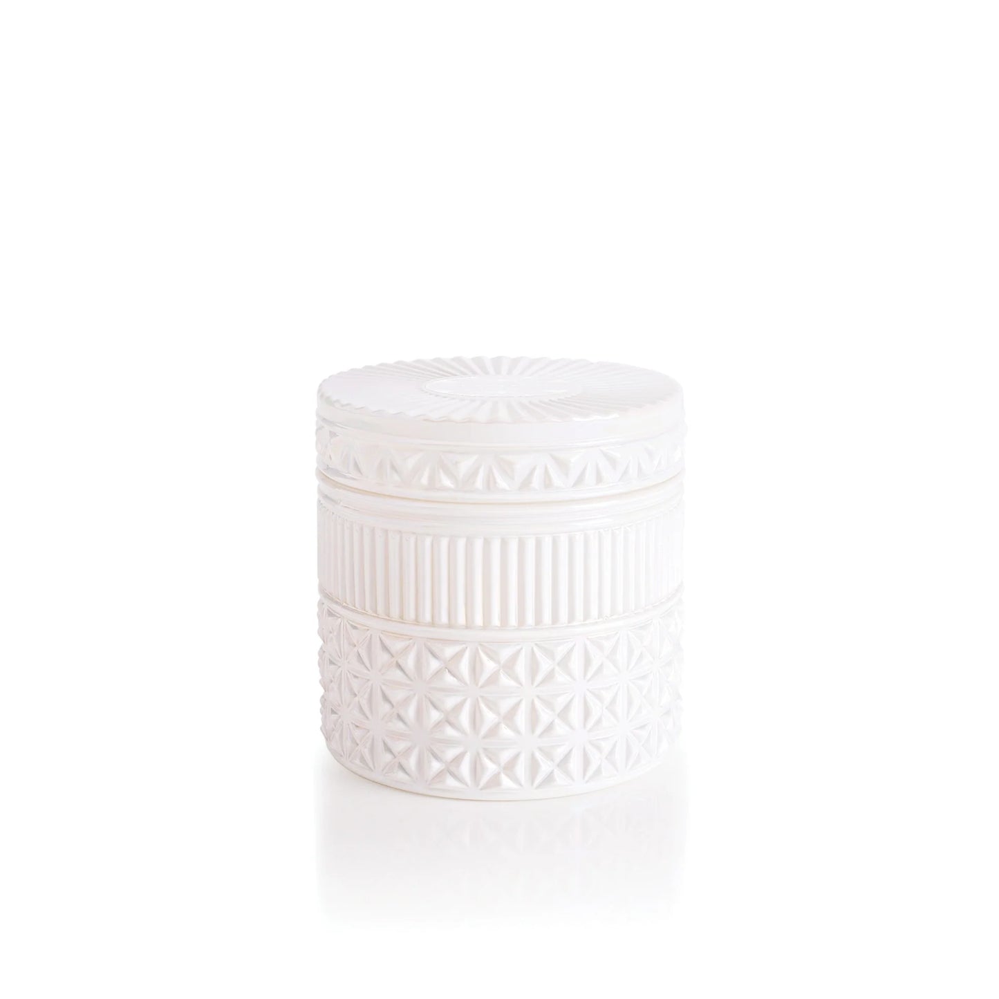 The Porch Capri Blue Volcano White Opal Gilded Faceted Candle