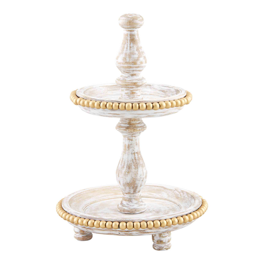 Mud Pie Mini Gold Bead Tiered Server