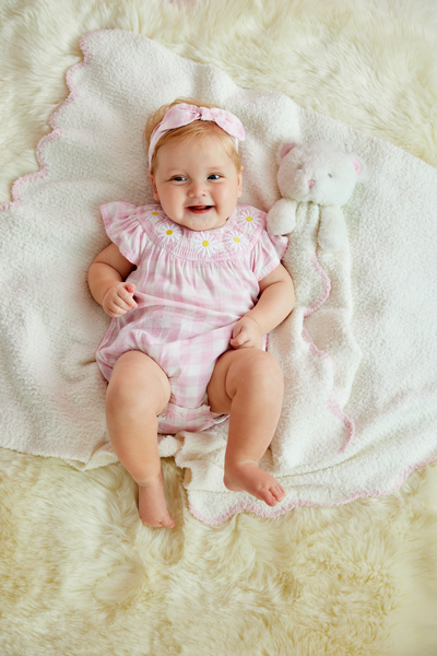 Mud Pie Smocked Daisy Baby Romper 0-3 Month