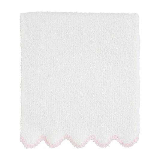 Mud Pie Pink Scalloped Chenille Blanket