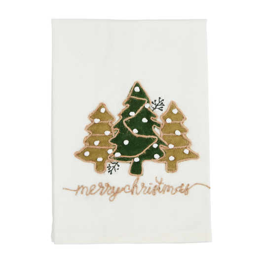 Mudpie Christmas Tree Velvet Applique Towel