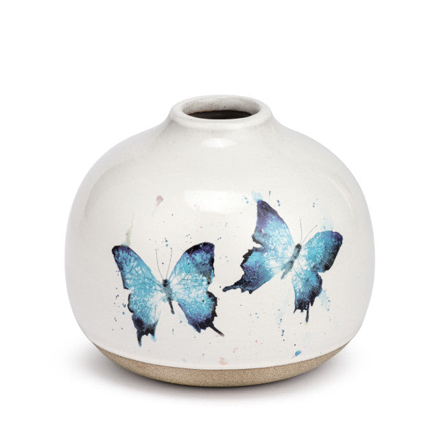 Demdaco Butterfly Collection- Blue Butterflies Vase