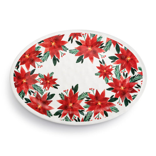 Demdaco Poinsettia Large Melamine Oval Platter